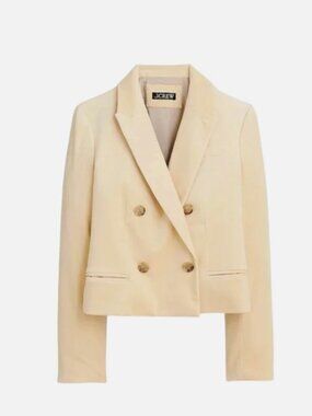 J.Crew cropped Double-Breasted Blazer in Stretch Velvet Size 0 - 2